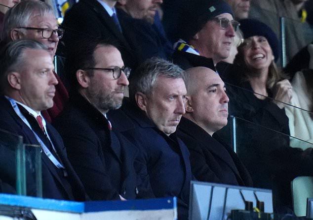 Jason Wilcox (centre) watches from the stands at Elland Road (Annabel Lee-Ellis/PA).