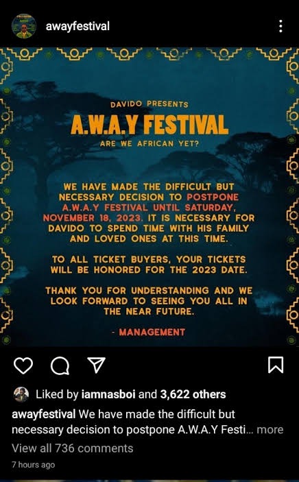 Management Of Davido Releases New Information On His Music Festival Concert