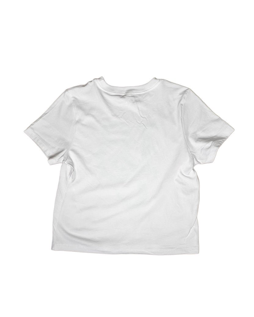 Lbc logo women s white boxy t shirt long beach coast back