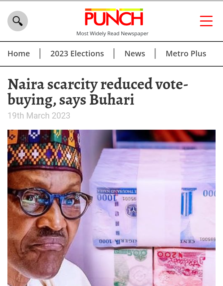 Today's Headlines:Naira Scarcity Reduced Vote-Buying_Buhari APC ll Win Not Less Than 28 States-Lawan