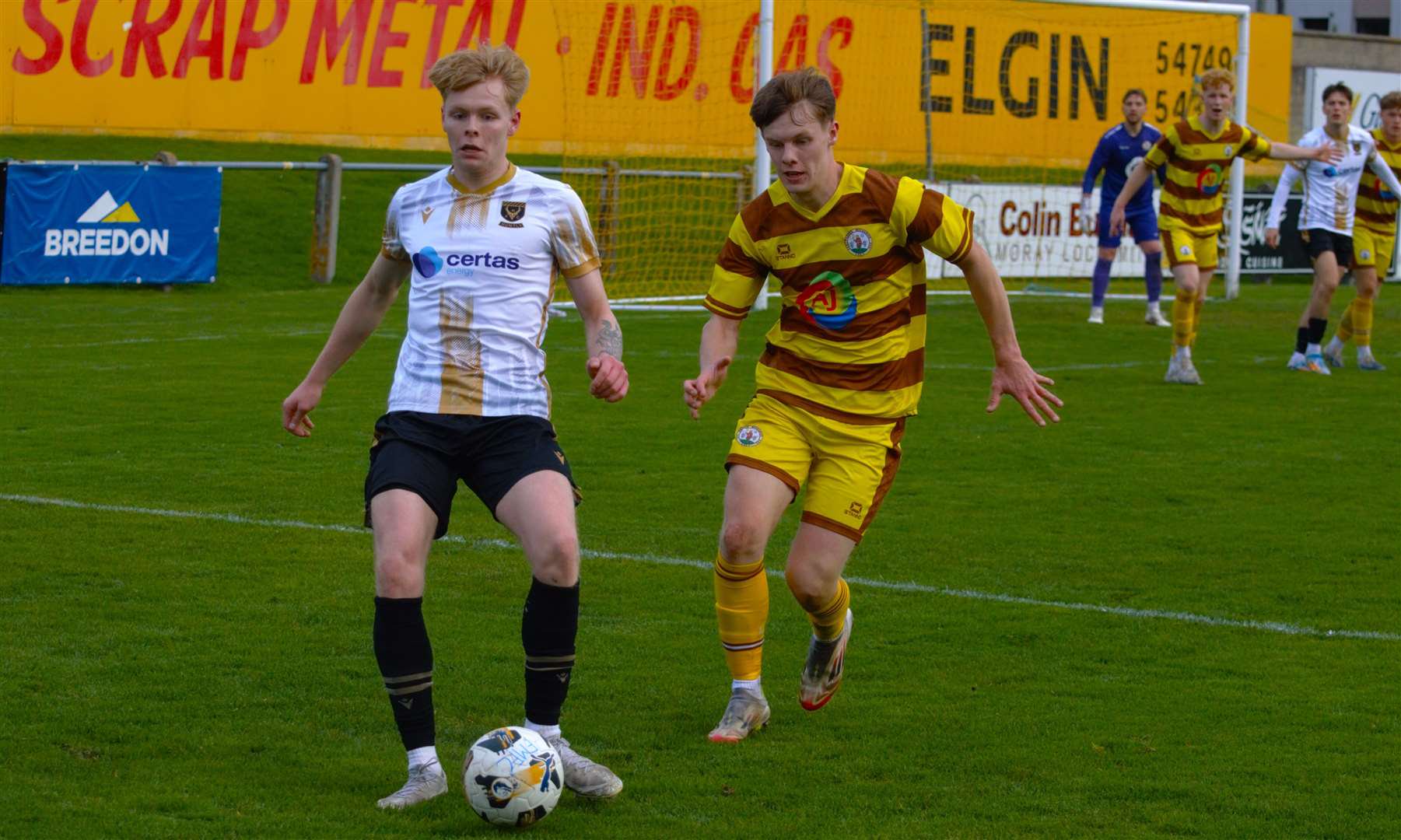 Action from Forres Mechanics at home to Huntly. Picture: Derek Lowe