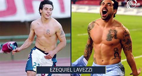 Lavezzi before and after getting a tattoo 