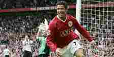 Cristiano Ronaldo celebrates scoring for Manchester United against Fulham.