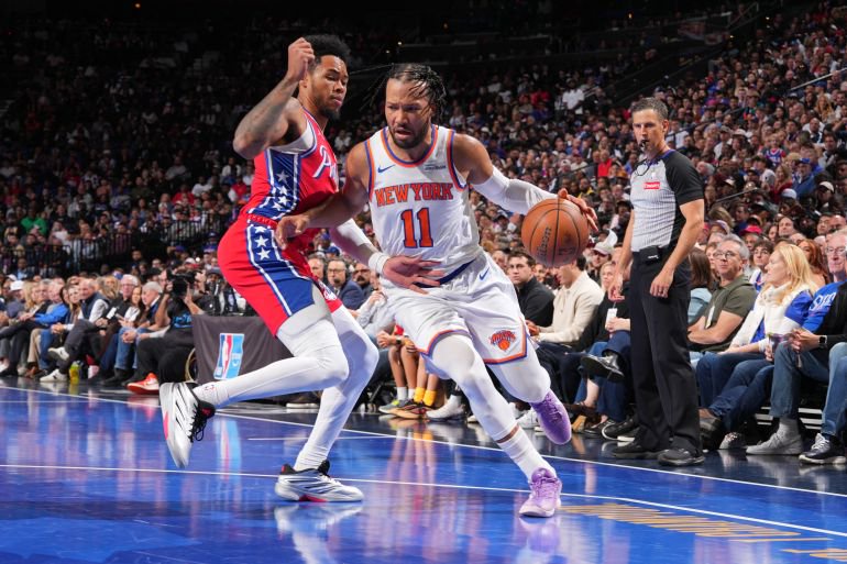 PHILADELPHIA, PA - OCTOBER 30: Jalen Brunson #11 of the New York Knicks dribbles the ball during the game against the Philadelphia 76ers during the 2026 Emirates NBA Cup on October 30, 2026 at Xfinity Mobile Arena in Philadelphia, Pennsylvania NOTE TO USER: User expressly acknowledges and agrees that, by downloading and/or using this Photograph, user is consenting to the terms and conditions of the Getty Images License Agreement. Mandatory Copyright Notice: Copyright 2026 NBAE Jesse D. Garrabrant/NBAE via Getty Images/AFP (Photo by Jesse D. Garrabrant / NBAE / Getty Images / Getty Images via AFP)