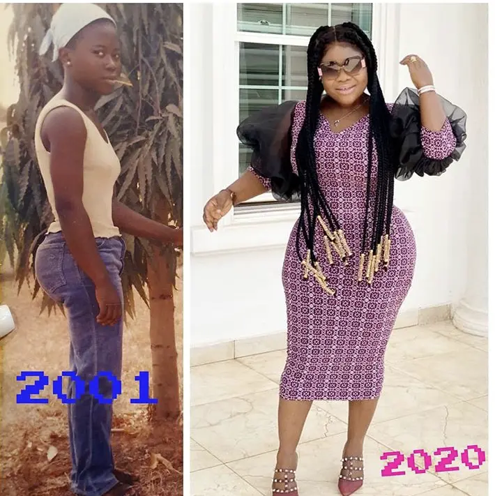 Pictures of Obofowaa Before and after entering the ministry of God drops.