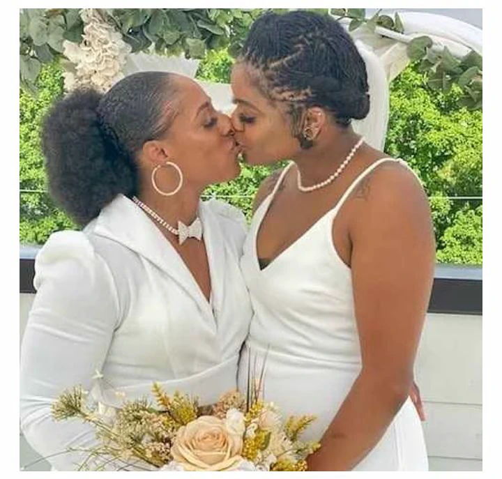 See wedding pictures of beautiful lesbobo couple that has gone viral online