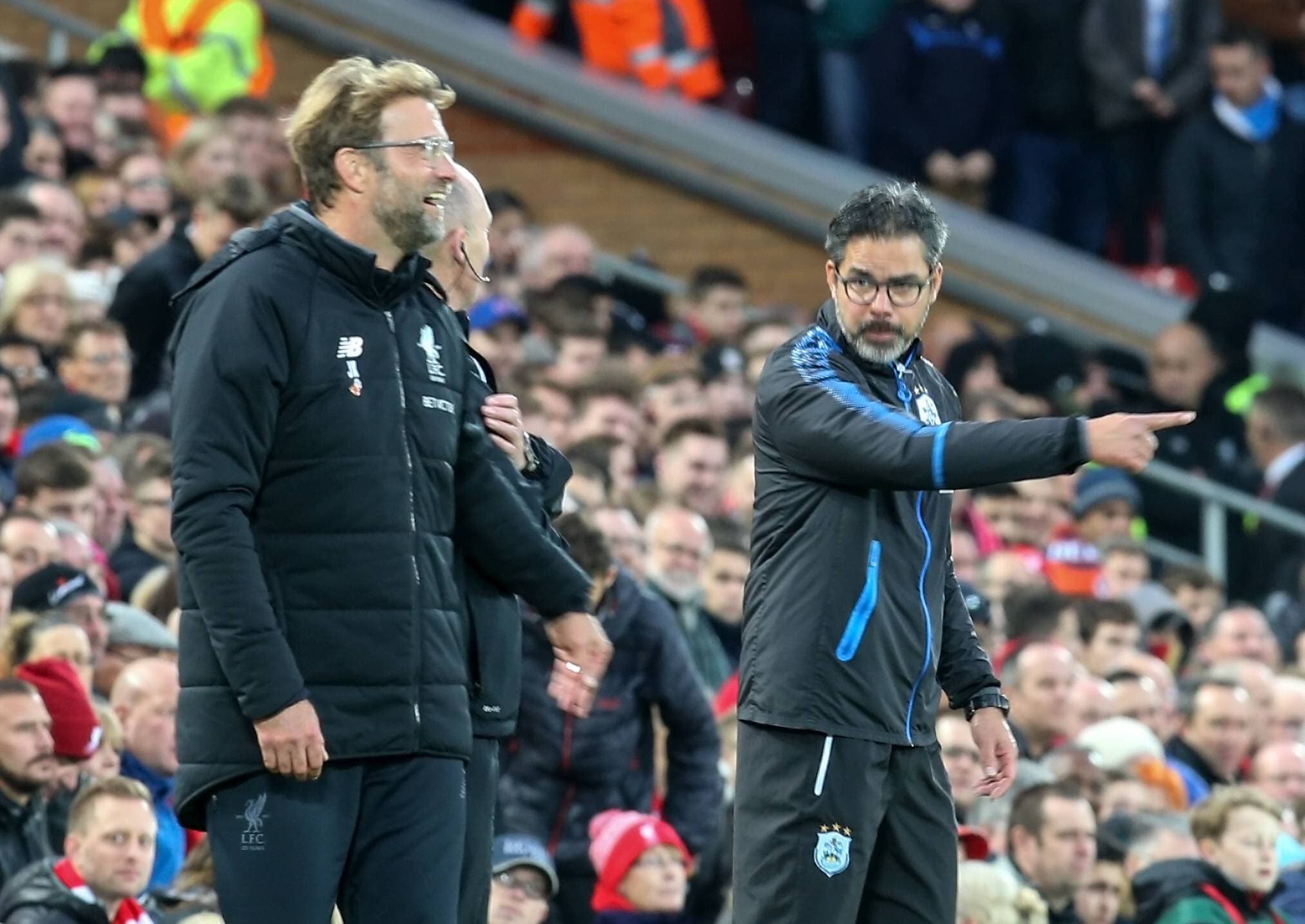 Jürgen Klopp (l.) mit seinem Kumpel und Trauzeugen David Wagner als Gegner in der Premier League