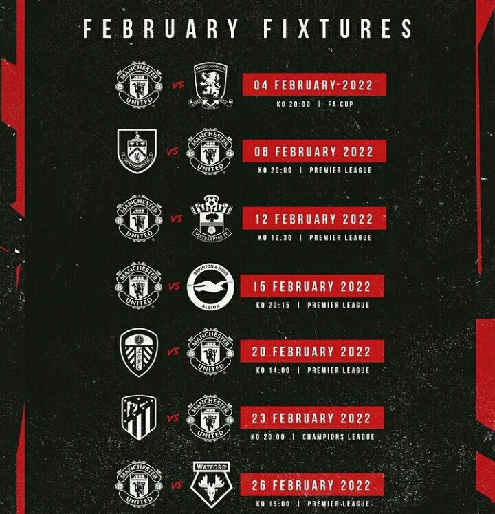 Manchester United's February 2022 Fixtures That Will Determine Their