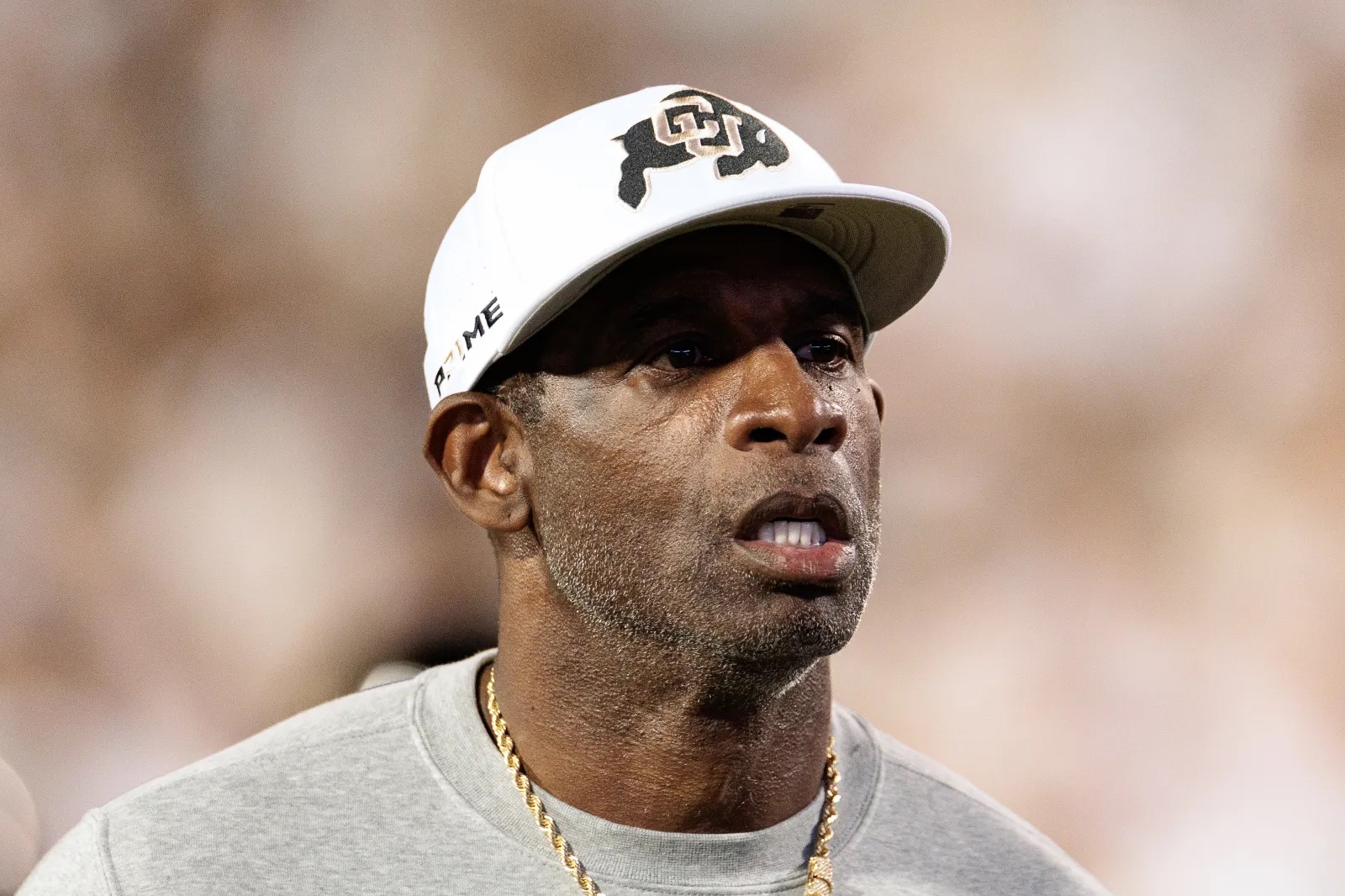 Colorado QB Deion Sanders during game against Wyoming