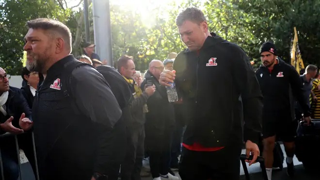 Emotional Lions' players and staff members arriving ahead of the match with La Rochelle.
