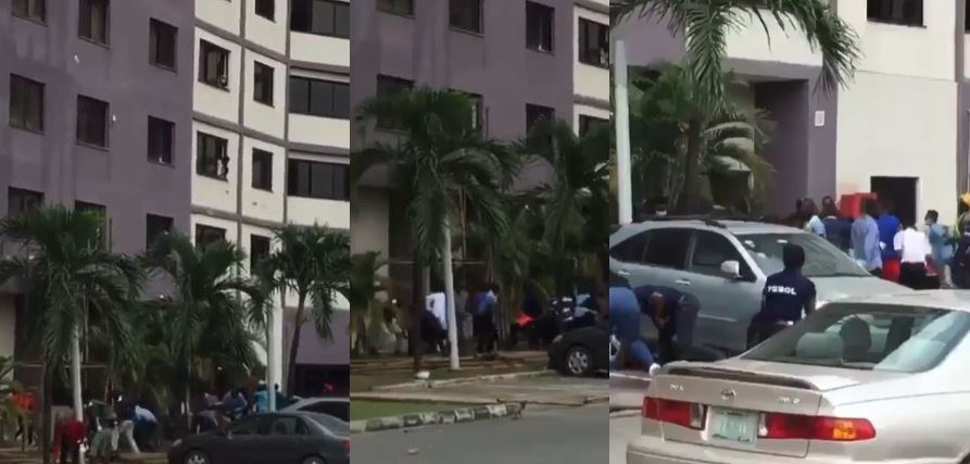 Money Rain At A Hotel In Festac, Security Man Leaves Duty Post For Free Money