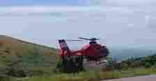 Air ambulance lands at scene of a crash