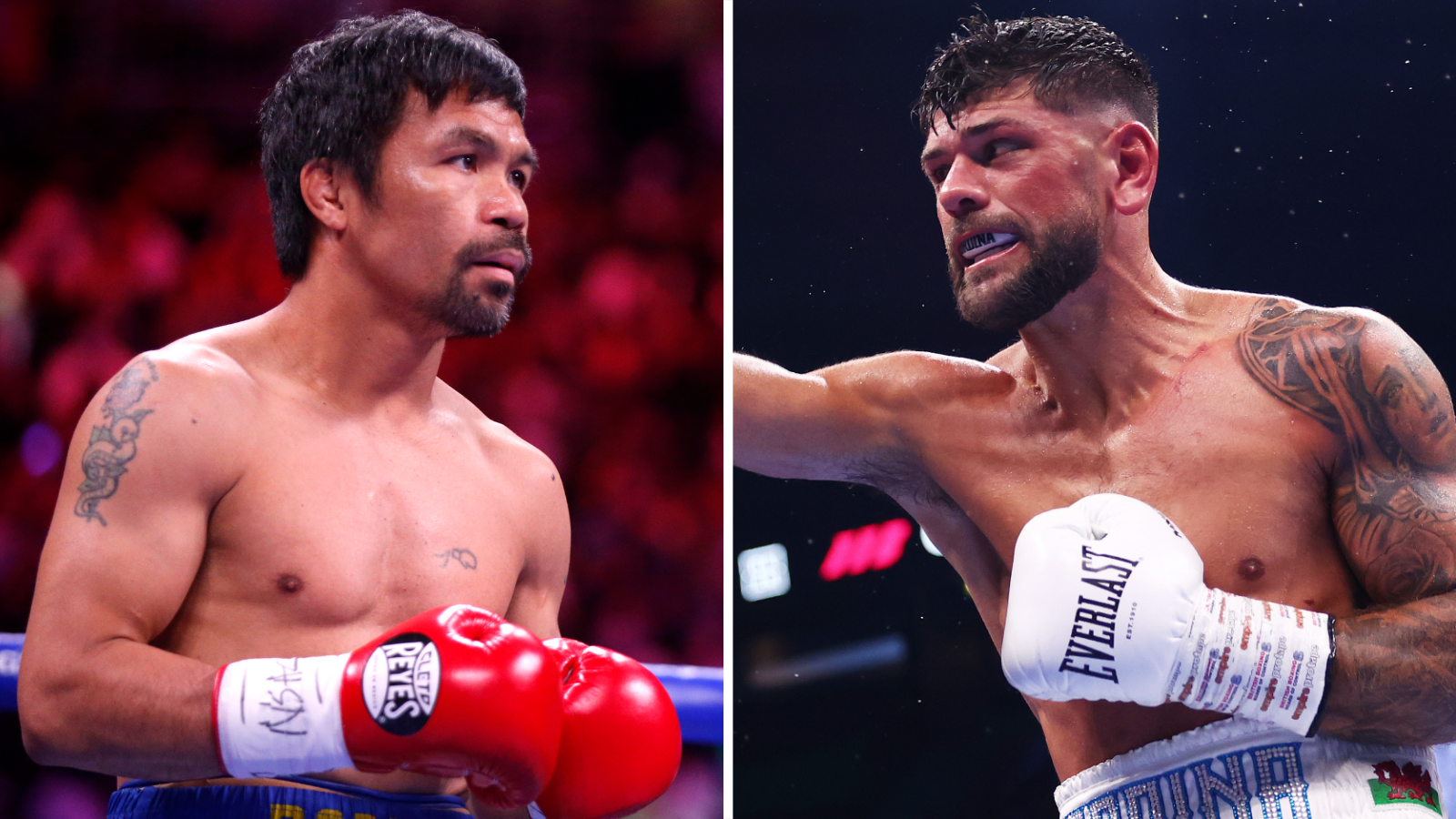 Split picture of Manny Pacquiao and Joe Cordina