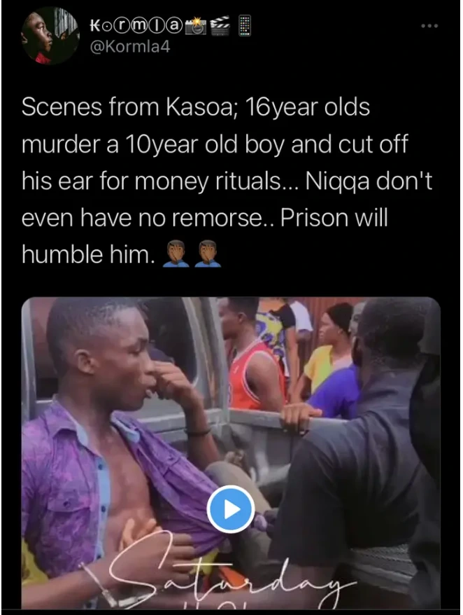 #Kasoa: Two 16 years old boys arrested for k!ll!ing 10 year old child for money rituals.