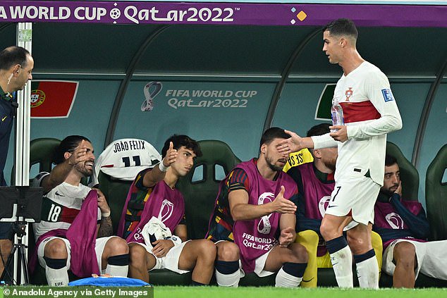 The Portuguese was eventually substituted - typically frustrated having not scored a goal