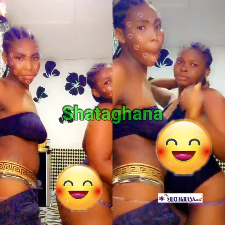 Two ladies show their 'akosua kuma' on Facebook live whiles dancing