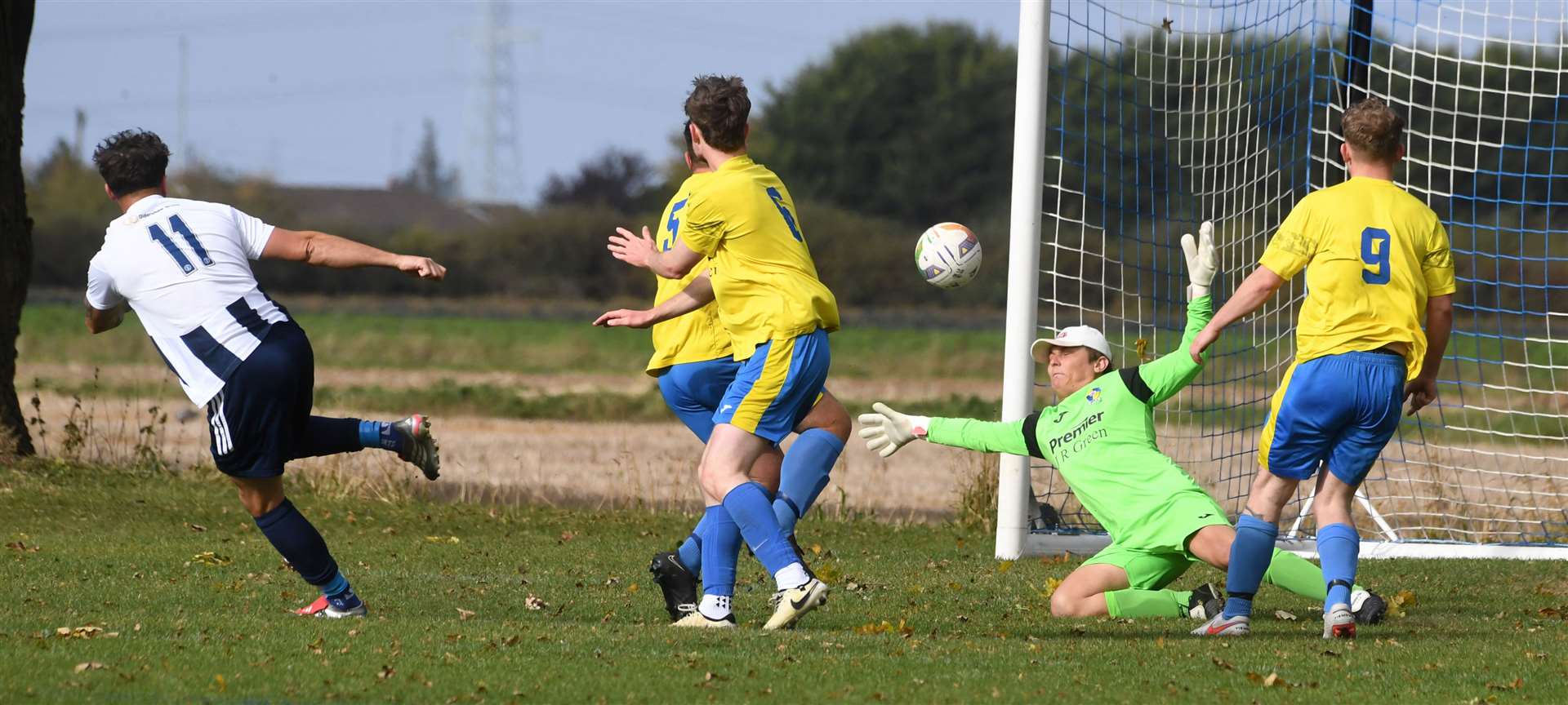 Action from Moulton Harrox's home defeat to Sawtry. Photo: Chris Lowndes