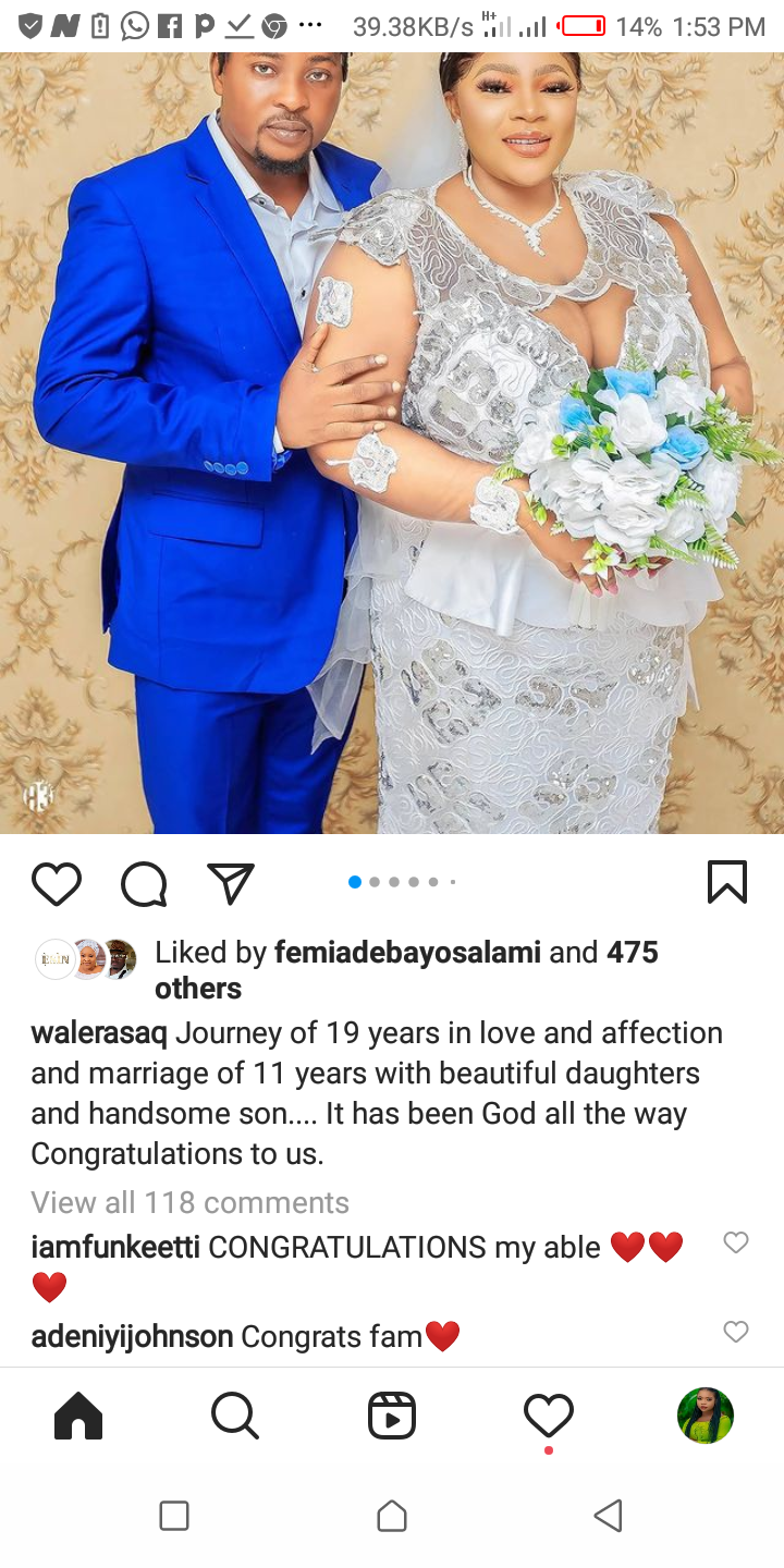 Actor Wale Rasaq And His Beautiful Wife Celebrates 11th Wedding