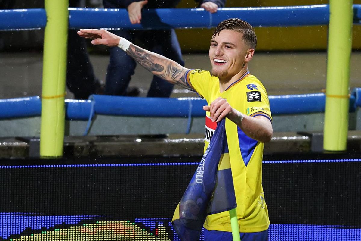 Westerlo's Norman Bassette celebrates after scoring against SK Beveren at the weekend, taking his tally to seven in nine