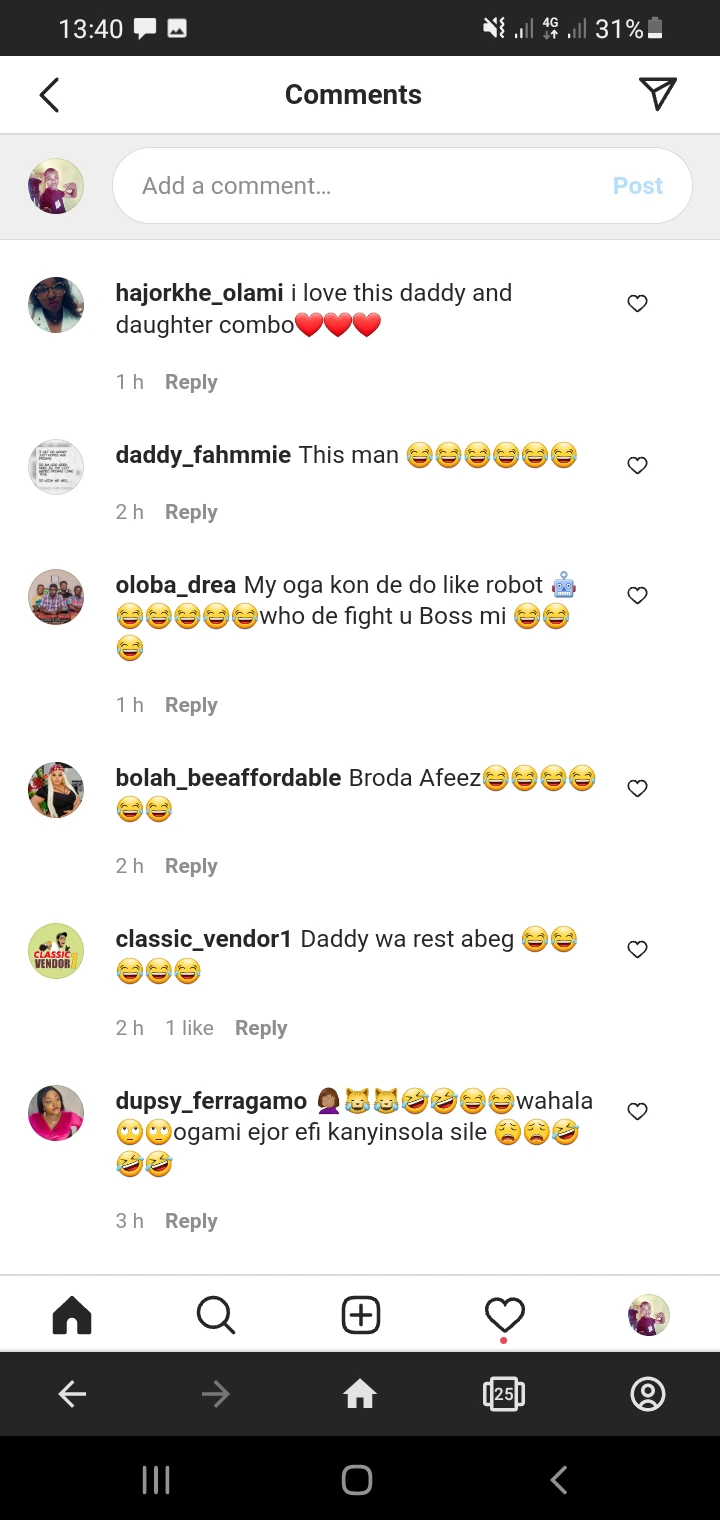 Reactions As Nollywood Actor, Afeez Eniola Has A Great Time Dancing With His Beautiful Daughter. 43b3d19821c9402e9fa5b56612f5e660?quality=uhq&format=webp&resize=720