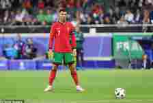 Fans mocked Cristiano Ronaldo 's ludicrous free-kick attempt after he attempted a shot from an outrageous angle against Slovenia