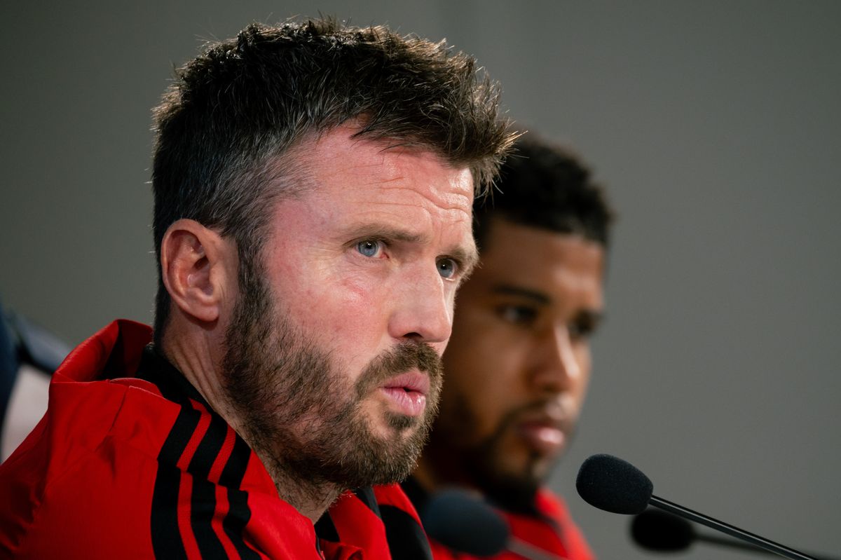 Michael Carrick of Manchester United speaks during a press conference 