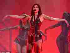 Chart-topping pop star Dua Lipa, pictured headlining Glastonbury's Pyramid Stage on Friday night, was among the acts which had viewers talking of sound issues and possible miming