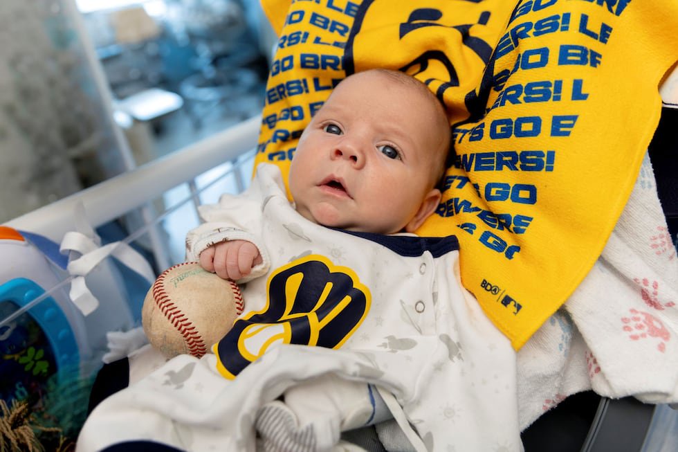 NICU patients in Rockford are supporting the Milwaukee Brewers with tiny team gear