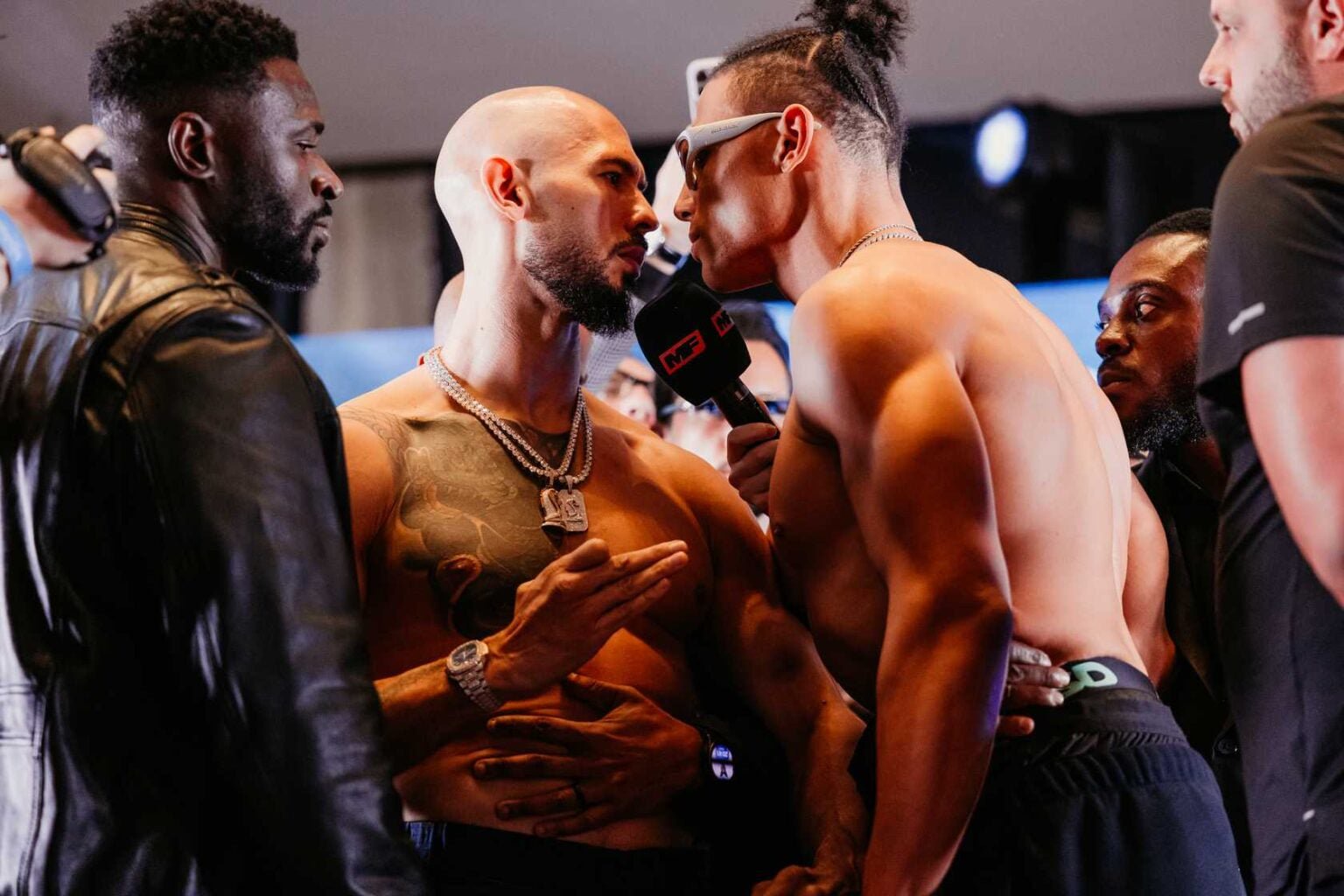 Andrew Tate and Chase DeMoor face off at their weigh ins