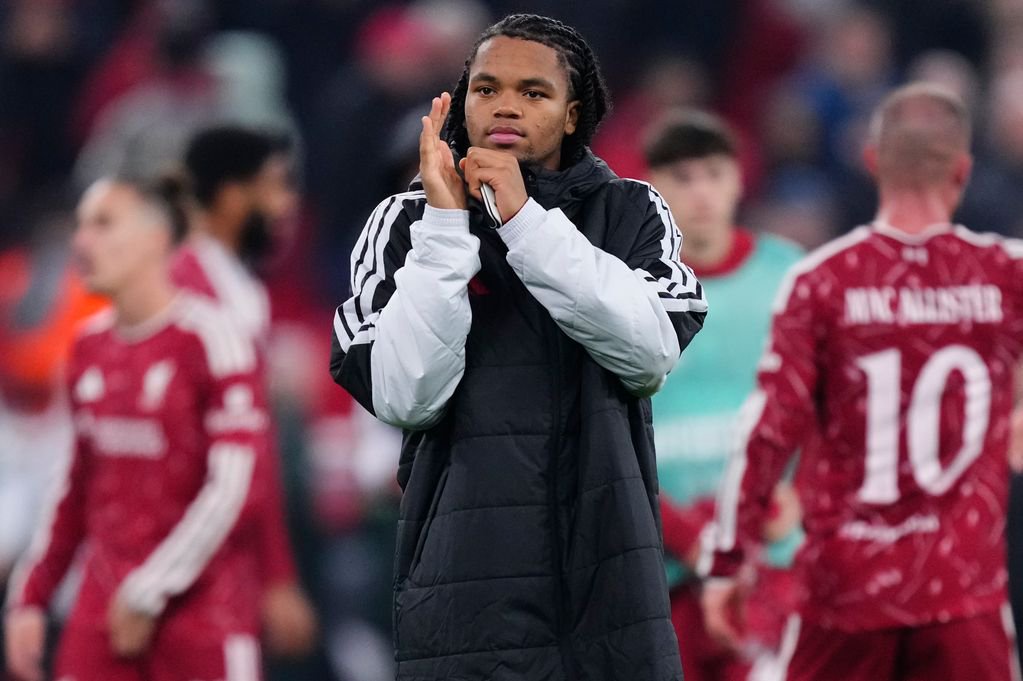 Rio Ngumoha left winger of Liverpool and England celebrates the victory after winning the UEFA Champions League 2026/27 League Phase MD3 match between Liverpool FC and Villarreal CF at Anfield on October 20, 2026 in Liverpool, United Kingdom. (Photo by Jose Breton/Pics Action/NurPhoto via Getty Images)
