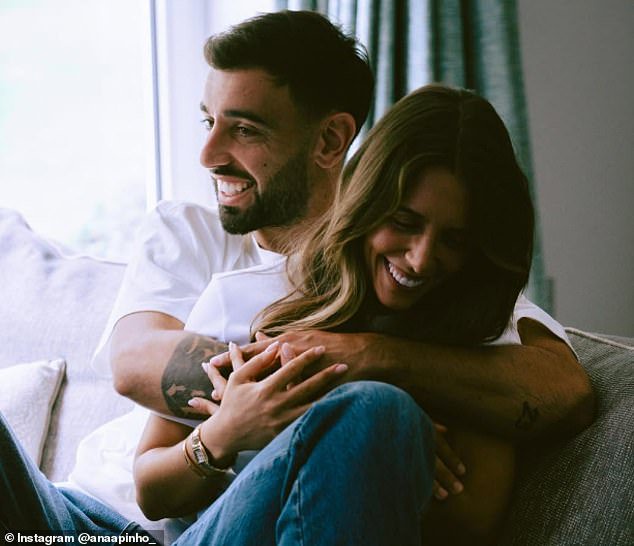 Bruno Fernandes pictured at home with his wife Ana Pinho. The pair have two young children