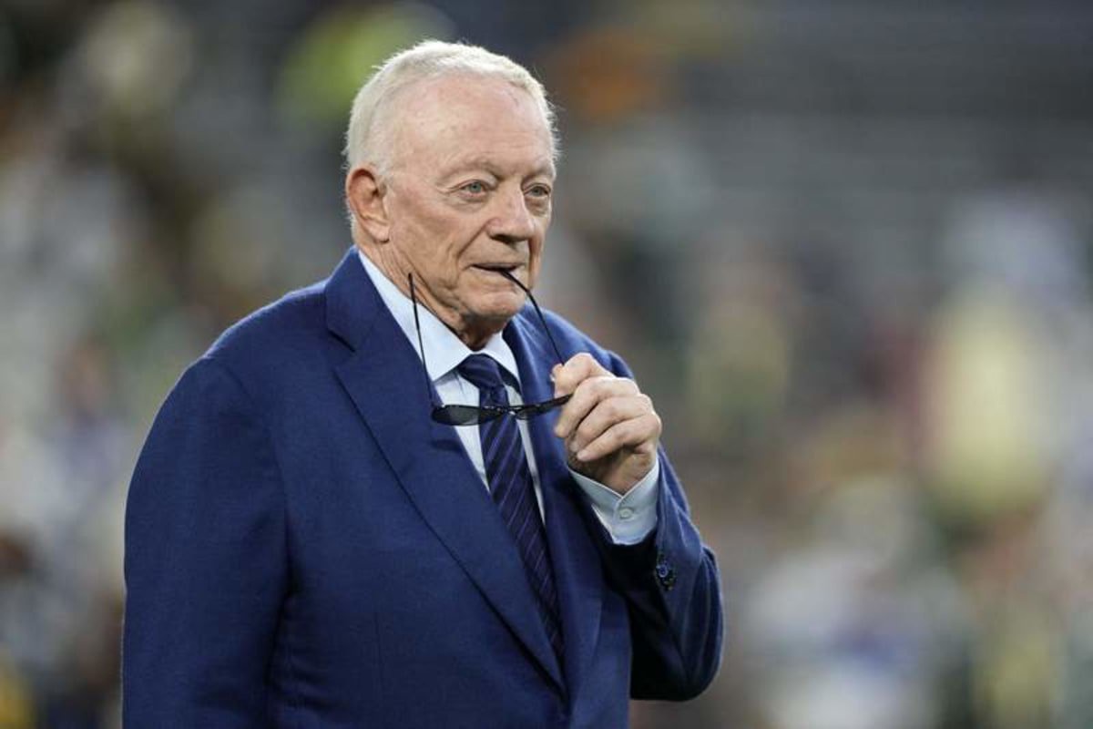 Oct 18, 2026; Green Bay, Wisconsin, USA; Dallas Cowboys owner Jerry Jones looks on prior to the game against the Green Bay Packers at Lambeau Field. © Jeff Hanisch-Imagn Images