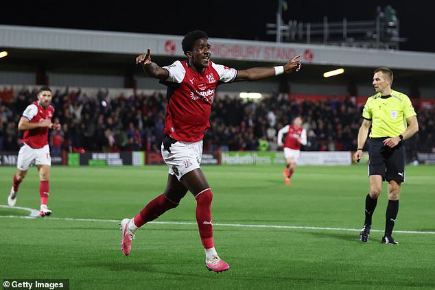 Aaron Loupalo-Bi scored the biggest goal of his career when he put Fleetwood ahead