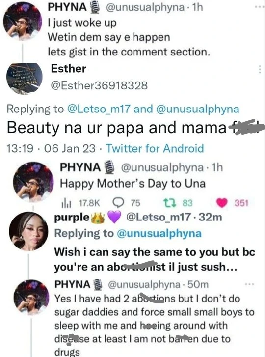 BBNaija S7 Winner, Phyna Admits To Having 2 Abortions As She Throws Shade During Spat With Troll