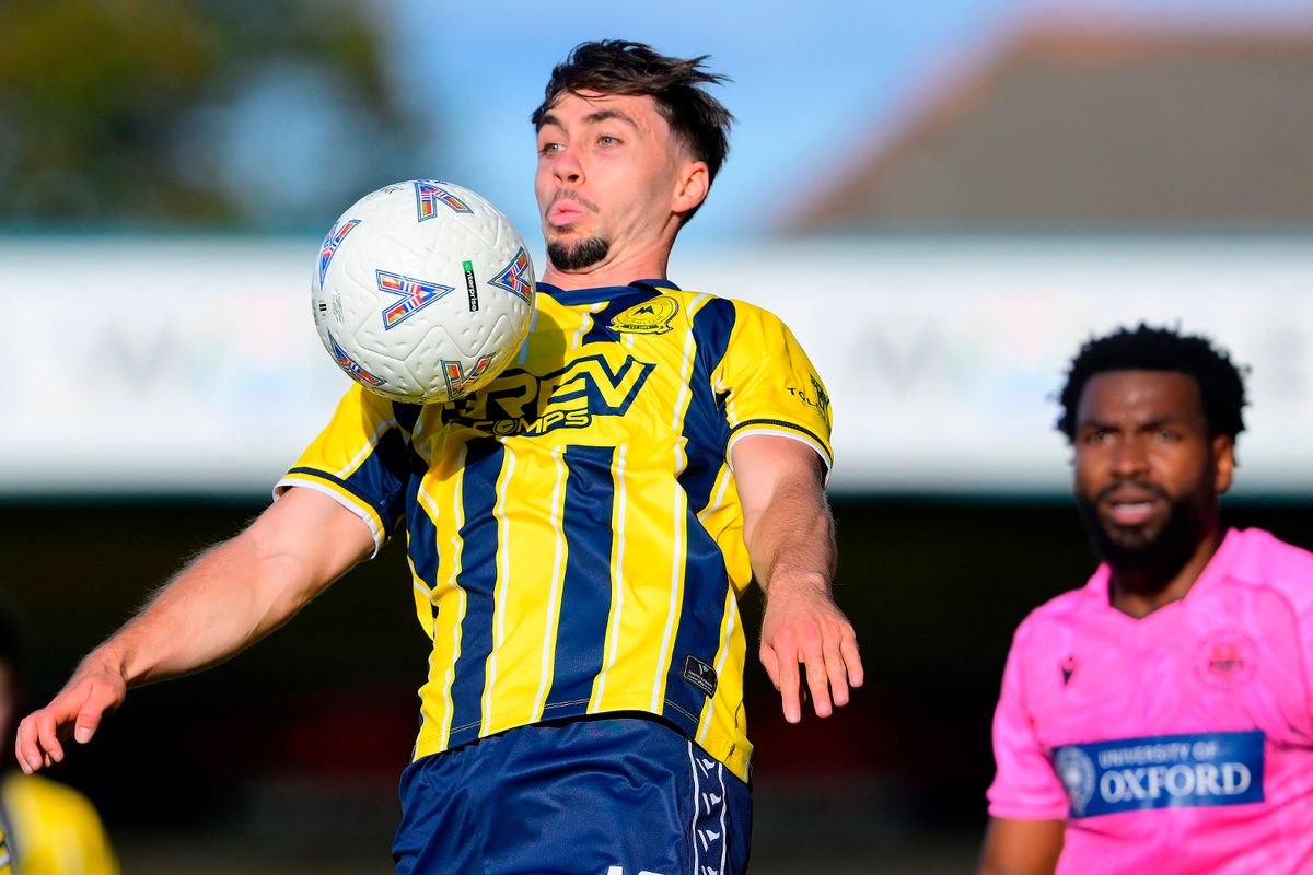 Kian Jenkins of Torquay United during the Emirates FA Cup Fourth Round Qualifying match between Torquay United and Oxford City at Plainmoor, Torquay on Saturday 17th October 2026 - PHOTO: Frankie OKeeffe/PPAUK