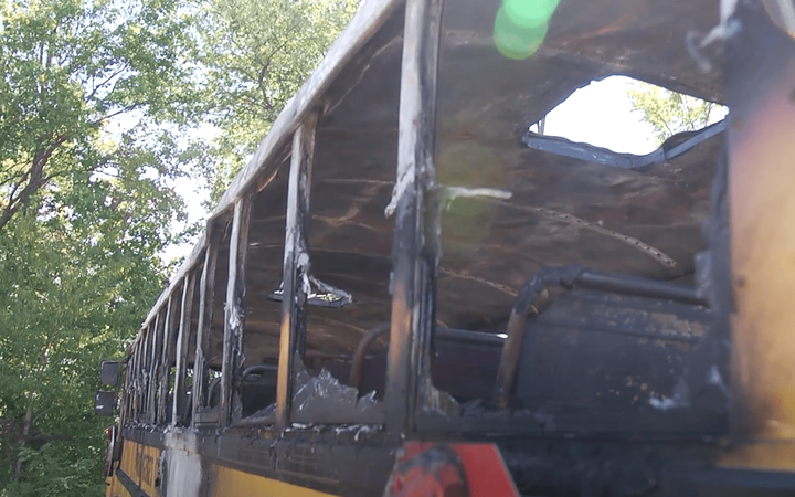 The bus that went up in flames. | Source: youtube.com/AFSCME
