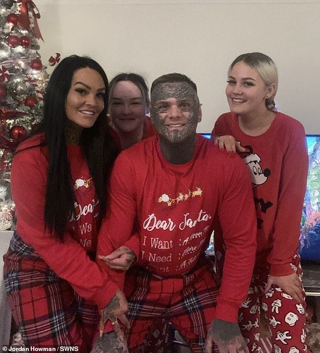 Jordan went on the trip with his fiancée Theresa, 38,(left) and daughter Kaic, 16, (middle left)