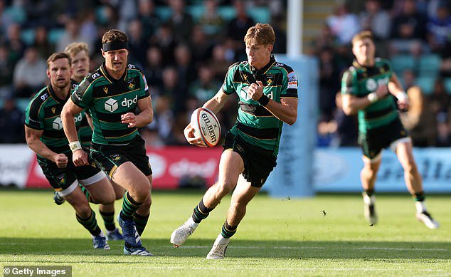 Pater scores Northampton's fifth try during their remarkably high-scoring PREM match against Bath earlier this month