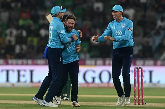Liam Dawson of England celebrate