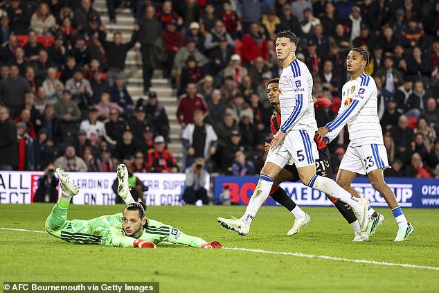 It was almost identical to the goal Trafford conceded against Tottenham at the start of last season when he - again - received a short goal-kick and passed it straight to the opposition