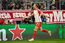 Bayern Munich striker Harry Kane celebrates a goal