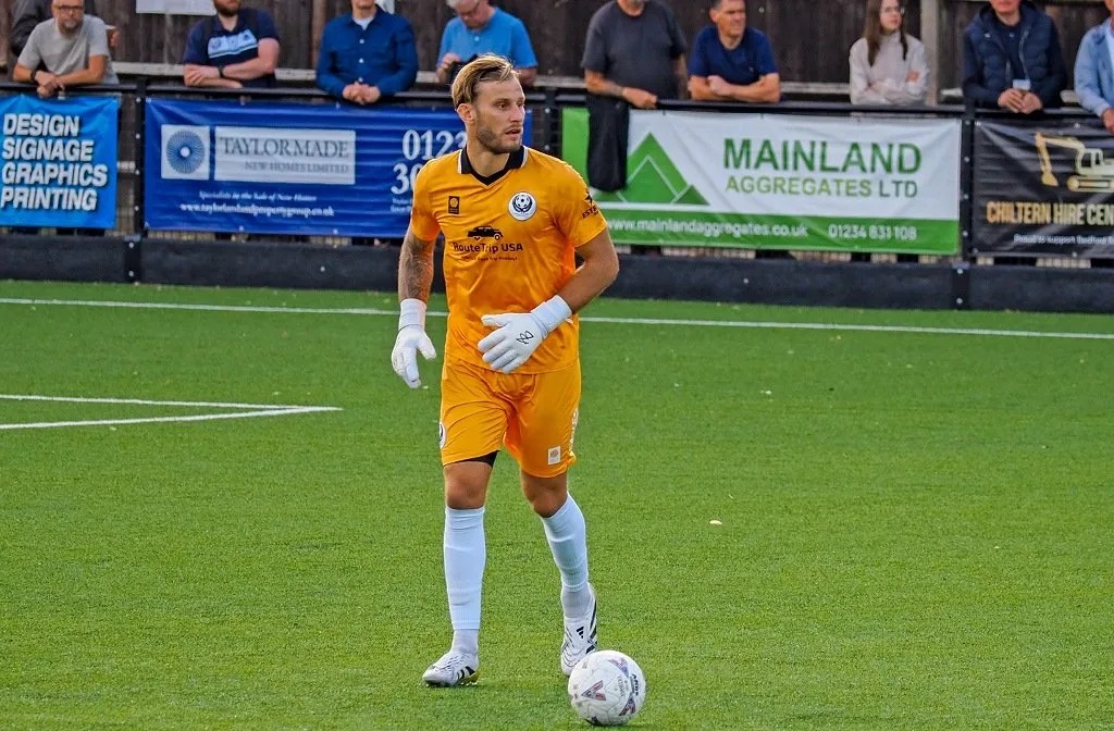 Stock image of Bedford Town goalkeeper, Laurie Walker at The Eyrie