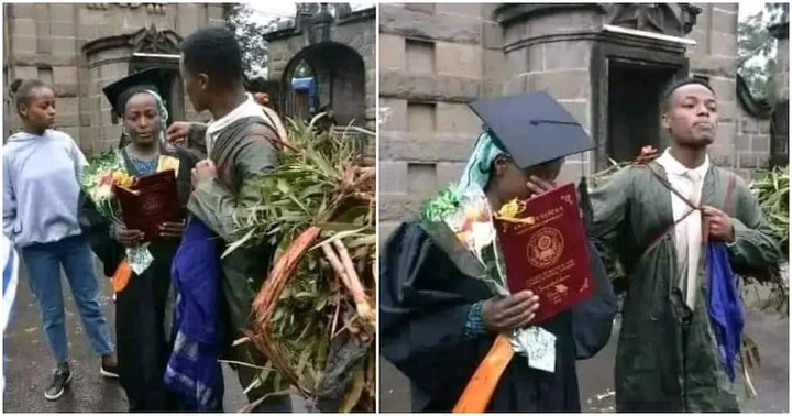 Man Carries Firewood & Gives Mum His Graduation Gown to Honour Her for Taking Him to University