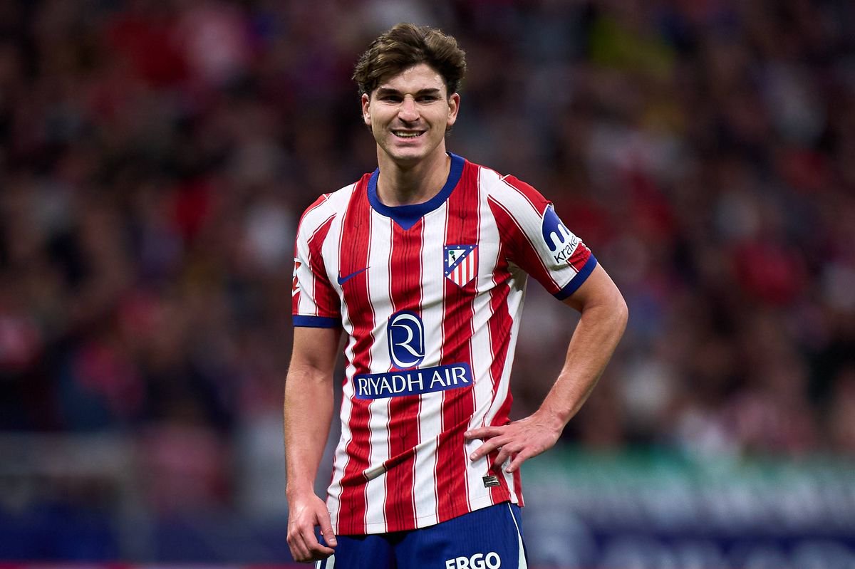 MADRID, SPAIN - OCTOBER 24: Julián Alvarez of Atletico de Madrid reacts during the LaLiga EA Sports 2026/27 match between Atletico de Madrid and RC Deportivo de A Coruna at Riyadh Air Metropolitano on October 24, 2026 in Madrid, Spain. (Photo by Angel Martinez/Getty Images)