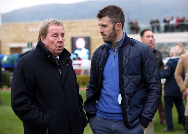Harry Redknapp (left) and Michael Carrick in the parade ring during Saturday of the November Meeting at Cheltenham Racecourse. Photo credit should read: Barrington Coombs/The Jockey Club via PA Images