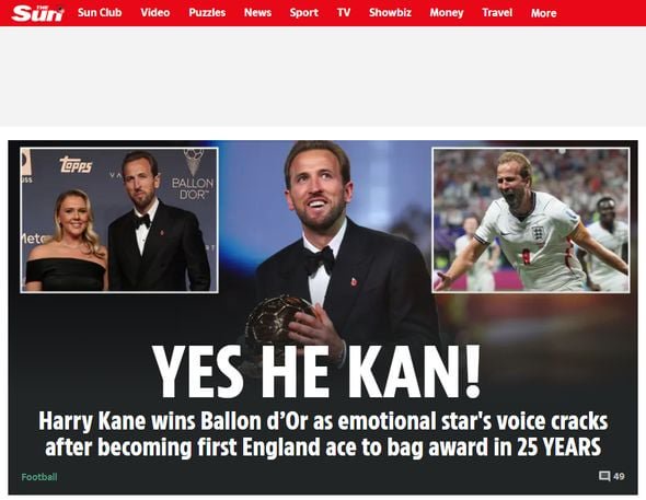 La home page du Sun ce mardi matin.