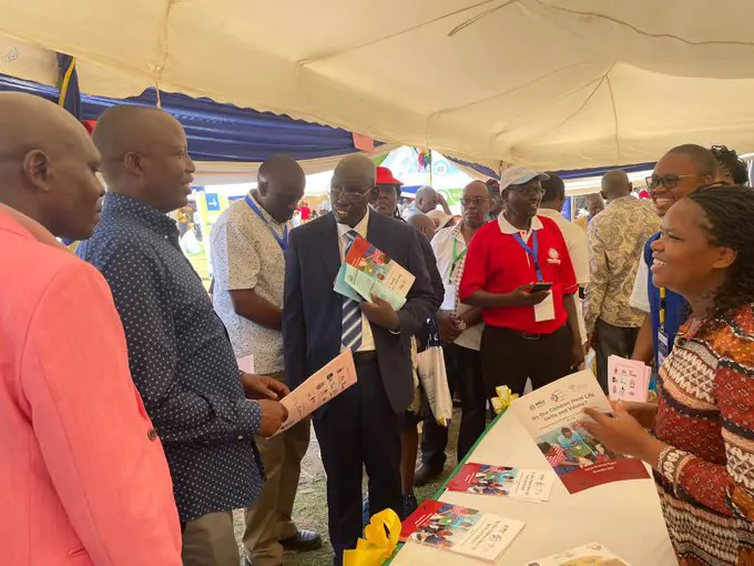 Basic Education Principal Secretary Belio Kipsang' when he visited a stand at the ongoing Kenya Primary Schools Heads Association (KEPSHA) conference in Mombasa on December 6/2022./Photo/Twitter.