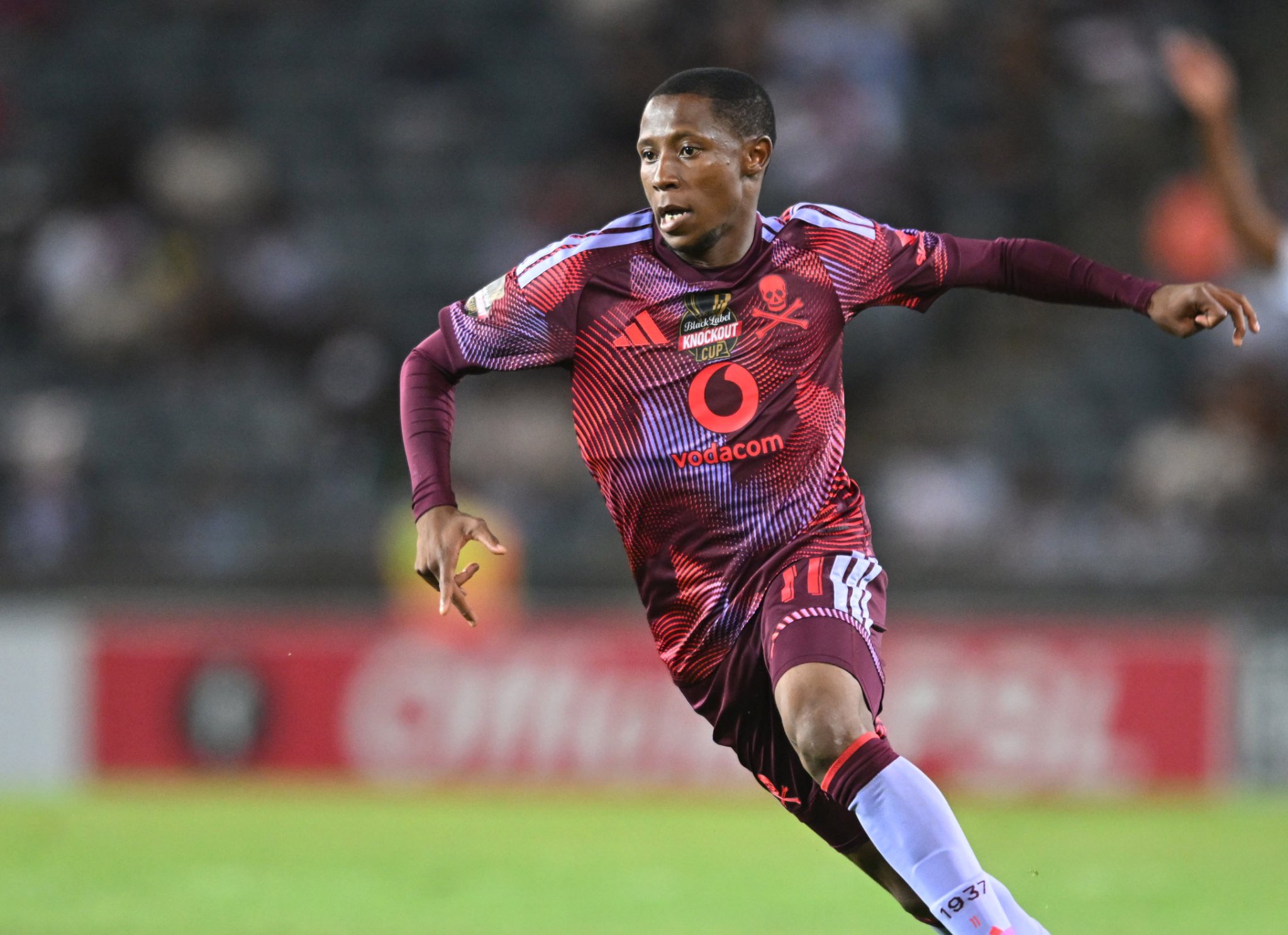 Tshepang Moremi of Orlando Pirates during the Carling Knockout Cup 2026/27 Last 16 match between Orlando Pirates and Milford FC at Orlando Amstel Arena in Soweto on 27 October 2026 ©Sydney Mahlangu/BackpagePix