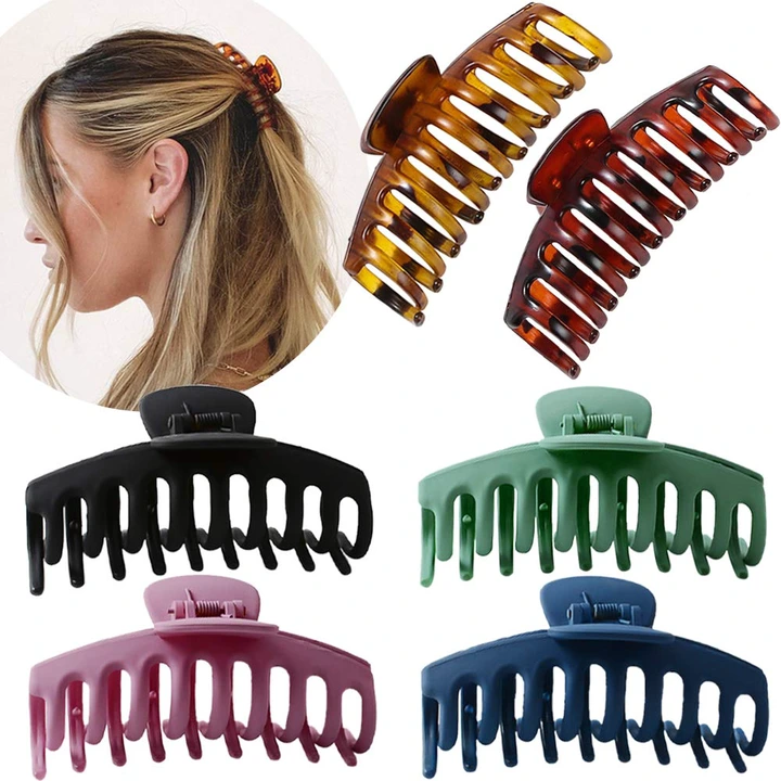 Buy Large Hair Claw Clip for Women - 4.3″ Jumbo Hair Clips Strong Hold Hair  Catch Barrette Jaw Clamp for Thick/Thin Hair Tortoise Barrettes Celluloid  Big Fashion Hair Styling Accessories Girls (6