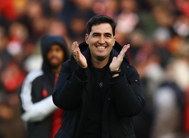 Soccer Football - Premier League - Liverpool v Brighton & Hove Albion - Anfield, Liverpool, Britain - October 25, 2026 Liverpool manager Andoni Iraola celebrates after the match REUTERS/Phil Noble EDITORIAL USE ONLY. NO USE WITH UNAUTHORIZED AUDIO, VIDEO, DATA, FIXTURE LISTS, CLUB/LEAGUE LOGOS OR 'LIVE' SERVICES. ONLINE IN-MATCH USE LIMITED TO 120 IMAGES, NO VIDEO EMULATION. NO USE IN BETTING, GAMES OR SINGLE CLUB/LEAGUE/PLAYER PUBLICATIONS. PLEASE CONTACT YOUR ACCOUNT REPRESENTATIVE FOR FURTHER DETAILS..